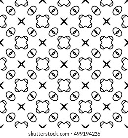 Line ornament pattern. Black and white endless abstract texture for prints, textiles, wrapping, wallpaper, website etc. Vector illustration. 