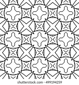 Line ornament pattern. Black and white endless abstract texture for prints, textiles, wrapping, wallpaper, website etc. Vector illustration. 