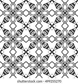 Line ornament pattern. Black and white endless abstract texture for prints, textiles, wrapping, wallpaper, website etc. Vector illustration. 