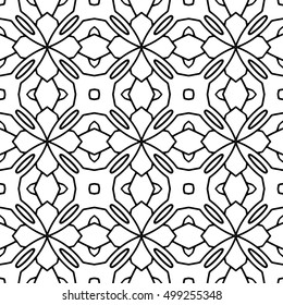 Line ornament pattern. Black and white endless abstract texture for prints, textiles, wrapping, wallpaper, website etc. Vector illustration. 