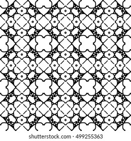 Line ornament pattern. Black and white endless abstract texture for prints, textiles, wrapping, wallpaper, website etc. Vector illustration. 