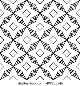 Line ornament pattern. Black and white endless abstract texture for prints, textiles, wrapping, wallpaper, website etc. Vector illustration. 