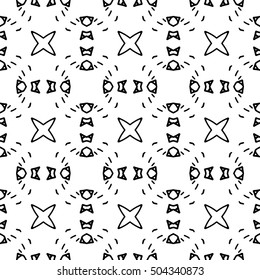 Line ornament pattern. Black and white endless abstract texture for prints, textiles, wrapping, wallpaper, website etc. Vector illustration. 