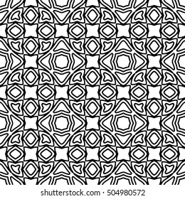 Line ornament pattern. Black and white endless abstract texture for prints, textiles, wrapping, wallpaper, website etc. Vector illustration. 