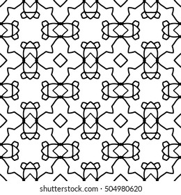 Line ornament pattern. Black and white endless abstract texture for prints, textiles, wrapping, wallpaper, website etc. Vector illustration. 