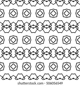 Line ornament pattern. Black and white endless abstract texture for prints, textiles, wrapping, wallpaper, website etc. Vector illustration. 