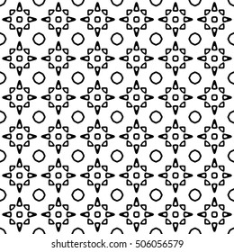 Line ornament pattern. Black and white endless abstract texture for prints, textiles, wrapping, wallpaper, website etc. Vector illustration. 