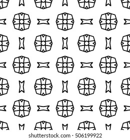 Line ornament pattern. Black and white endless abstract texture for prints, textiles, wrapping, wallpaper, website etc. Vector illustration. 
