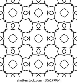 Line ornament pattern. Black and white endless abstract texture for prints, textiles, wrapping, wallpaper, website etc. Vector illustration. 