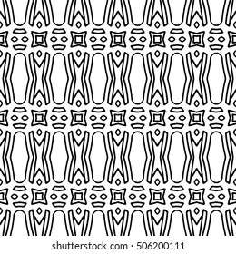 Line ornament pattern. Black and white endless abstract texture for prints, textiles, wrapping, wallpaper, website etc. Vector illustration. 