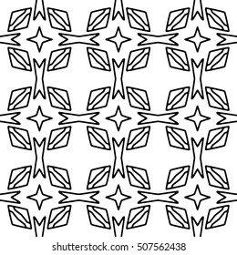 Line ornament pattern. Black and white endless abstract texture for prints, textiles, wrapping, wallpaper, website etc. Vector illustration. 