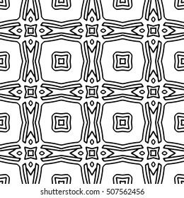 Line ornament pattern. Black and white endless abstract texture for prints, textiles, wrapping, wallpaper, website etc. Vector illustration. 