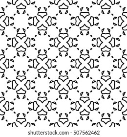 Line ornament pattern. Black and white endless abstract texture for prints, textiles, wrapping, wallpaper, website etc. Vector illustration. 
