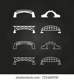 Line and outline bridges design on chalkboard. Collection bridges vector illustration