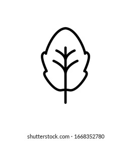 Linie, Umrissblatt, Blatt einzeln auf weißem Hintergrund. Blumenelement, botanische Ikone EPS Vektorillustration