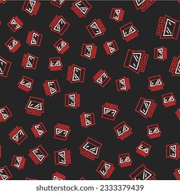 Line Oven icon isolated seamless pattern on black background. Stove gas oven sign.  Vector