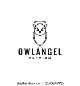 line owl angel logo design, vector graphic symbol icon illustration creative idea