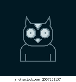 Line Owl bird icon isolated on black background. Animal symbol. Flat filled outline style with shadow. Vector