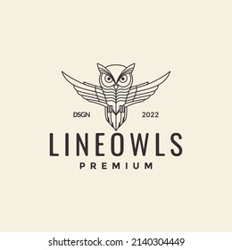 line owl geometric fly logo design, vector graphic symbol icon illustration creative idea