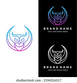 Line owl logo design vector