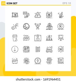 Line Pack of 25 Universal Symbols of tv; smart tv; american; monitor; highly Editable Vector Design Elements