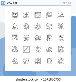 Line Pack of 25 Universal Symbols of american; location; sign; online; education Editable Vector Design Elements
