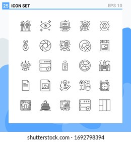 Line Pack of 25 Universal Symbols of robbit; plumber; cake; nut; wealth Editable Vector Design Elements