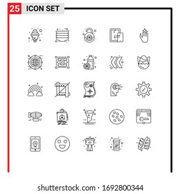 Line Pack of 25 Universal Symbols of arrow; gesture; financial; technology; connection Editable Vector Design Elements