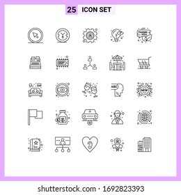 Line Pack of 25 Universal Symbols of gift box; idea; money; eye; creative Editable Vector Design Elements