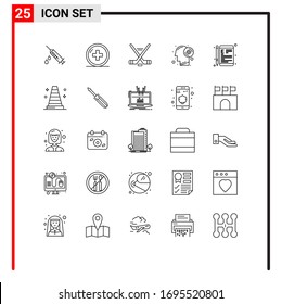 Line Pack of 25 Universal Symbols of online; thinking; treatment; brain; american Editable Vector Design Elements