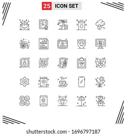 Line Pack of 25 Universal Symbols of food; drink; stamp; thumb; like Editable Vector Design Elements