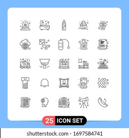 Line Pack of 25 Universal Symbols of hardware; sweets; recreation; soft serve; dessert Editable Vector Design Elements