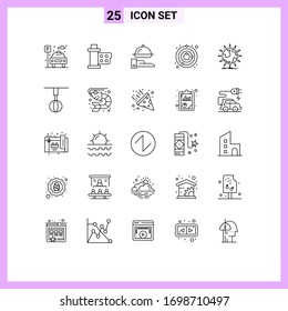 Line Pack of 25 Universal Symbols of global; space; reel; satellite; serving Editable Vector Design Elements
