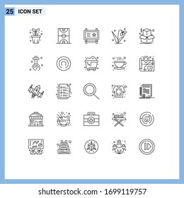 Line Pack of 25 Universal Symbols of tulip; easter; sports; decoration; promotion Editable Vector Design Elements