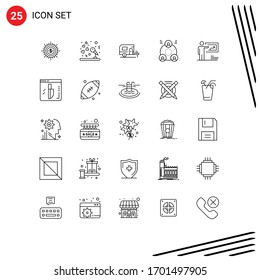 Line Pack of 25 Universal Symbols of people; employee; microphone; company; camp Editable Vector Design Elements