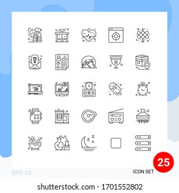 Line Pack of 25 Universal Symbols of new year; chinese knot; heart; target; medical Editable Vector Design Elements