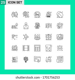 Line Pack of 25 Universal Symbols of medical; health; food; drug; sports Editable Vector Design Elements