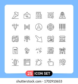 Line Pack of 25 Universal Symbols of world; security; signboard; protection; health Editable Vector Design Elements