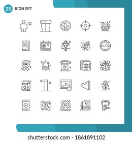 Line Pack of 25 Universal Symbols of networking; abilities; american; maps; gps Editable Vector Design Elements