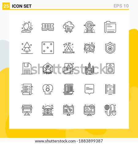 Line Pack of 25 Universal Symbols of archive; planning; cloud; goal; business Editable Vector Design Elements