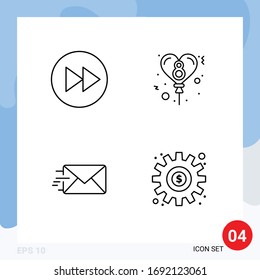 Line Pack mit 4 universellen Pfeilsymbolen; Post; Pfeile rechts; Feiern; Design-Elemente für Vektorillustrationen in Dollar