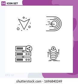 Line Pack of 4 Universal Symbols of arrow; share; asteroid; light; server Editable Vector Design Elements