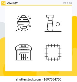 Line Pack mit 4 universellen Zeichen für Cocktail; Bildung; Baseball; Sport; Bearbeitbare Design-Elemente für Vektorillustrationen im Shop