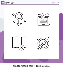 Line Pack of 4 Universal Symbols of biology; map; medical; login; gas Editable Vector Design Elements