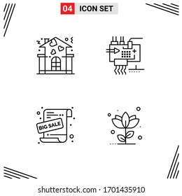 Line Pack of 4 Universal Symbols of family; big sale; people; electronics; sale advertisement Editable Vector Design Elements