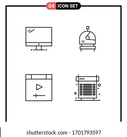 Line Pack of 4 Universal Symbols of computer; computer; imac; helmet; website Editable Vector Design Elements