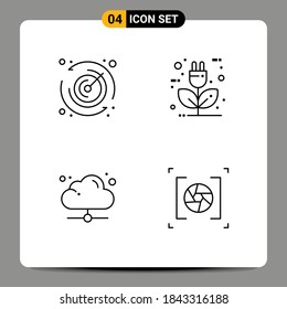 Line Pack of 4 Universal Symbols of stopwatch; technology; auto; ecology; online Editable Vector Design Elements