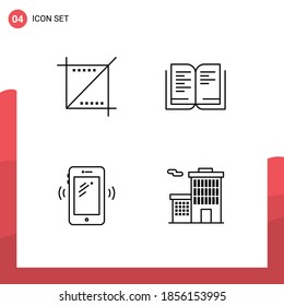 Paquete de línea de 4 símbolos universales de cultivo; móvil; web; escuela; señales Elementos de diseño de vectores editables