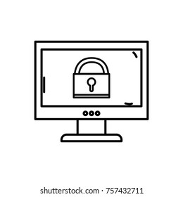 line padlock security protect inside computer technology