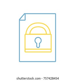line padlock secutity symbol inside paper sheet